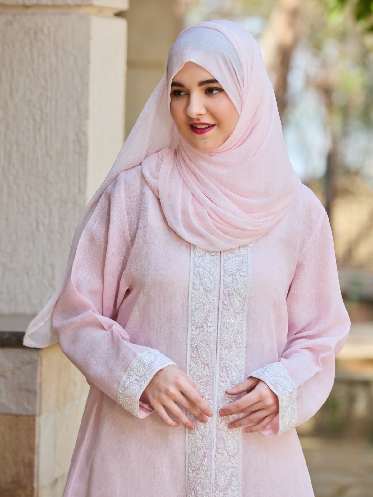 RIONA - PINK JACQUARD LINEN